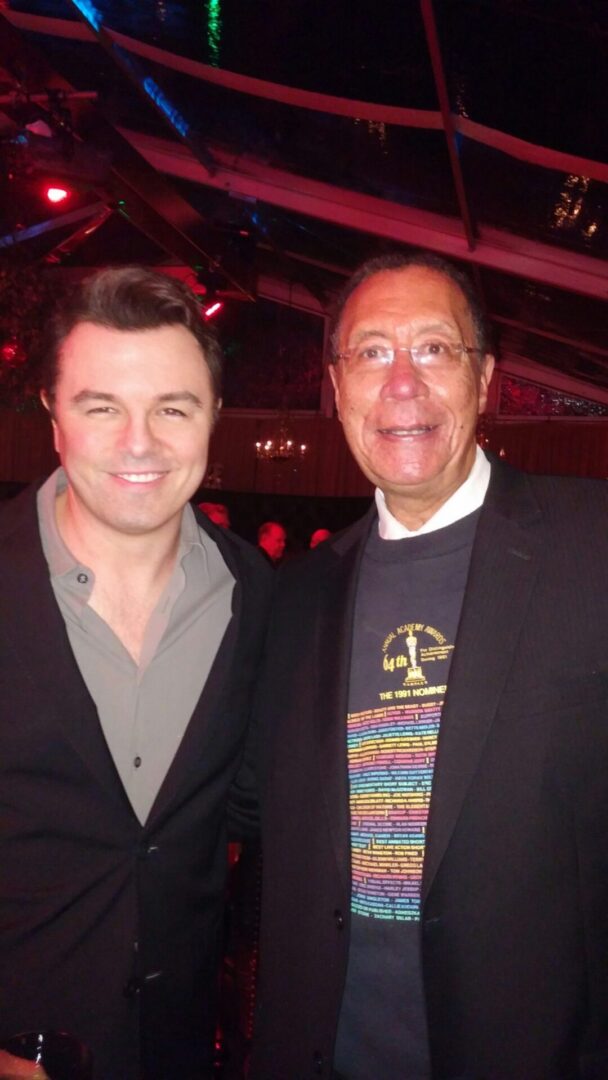 Seth MacFarlane and Earl Madison during Seth's Christmas party at his home, 2014