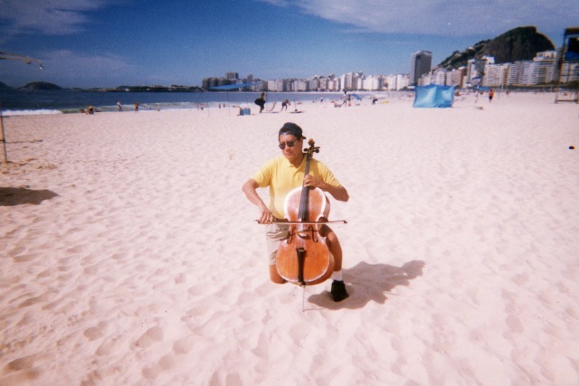 Earl Madison playing on the beach in Rio De Janeiro Nov 1996